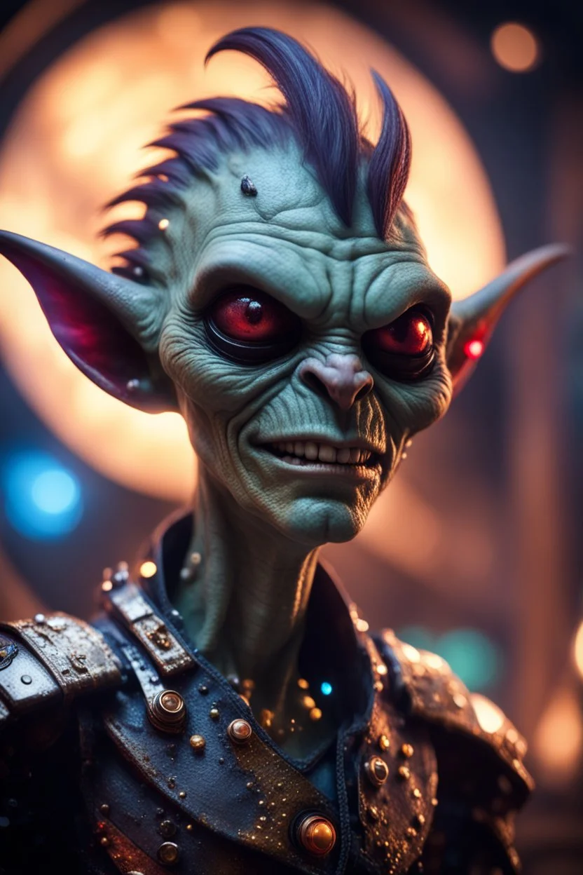 the most effective war paint, portrait of ultimate transcendent happy chat gremlin vampire alien bipolar chieftain punk frown with spotlights, in front of space portal dimensional glittering device, bokeh like f/0.8, tilt-shift lens 8k, high detail, smooth render, down-light, unreal engine, prize winning