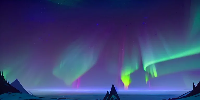 Mountaintop, aurora borealis, fantasy