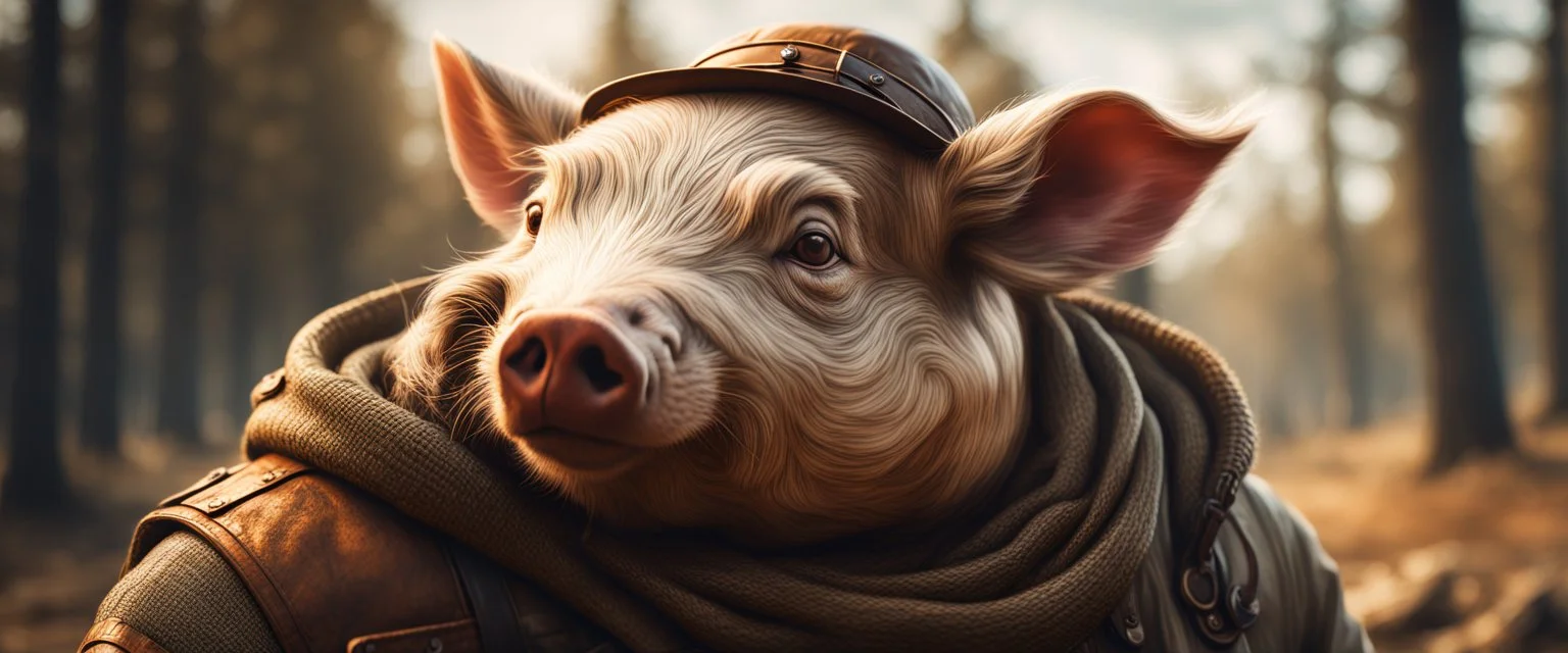 portrait of ghost pig man , finely inked, in rustic colors, 4k in the style of Peter Mohrbacher source vibrations, bokeh like f/0.8, tilt-shift lens 8k, high detail, smooth render, down-light, unreal engine, prize winning