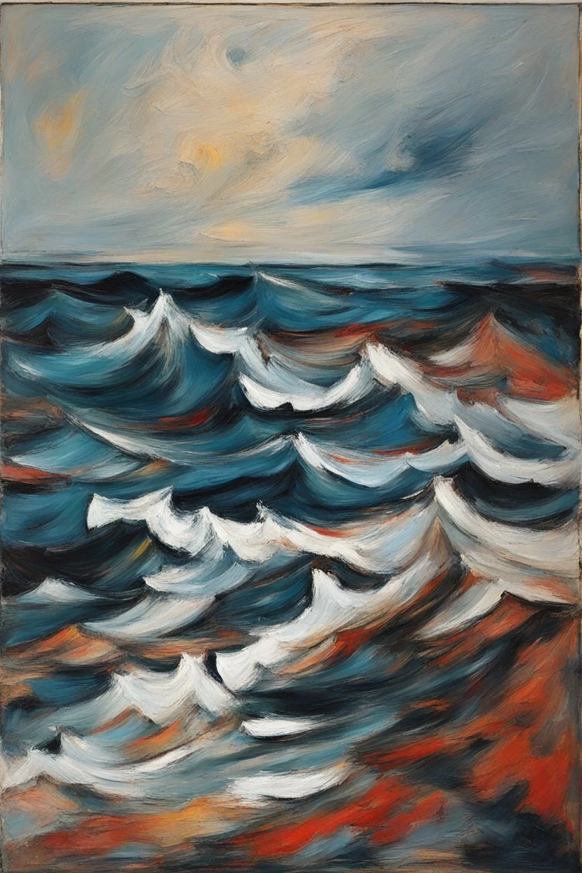 Seascape in the style of frank Auerbach