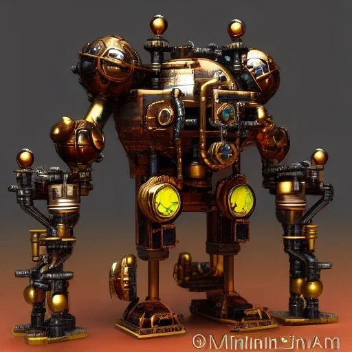 steampunk mech in mining debris