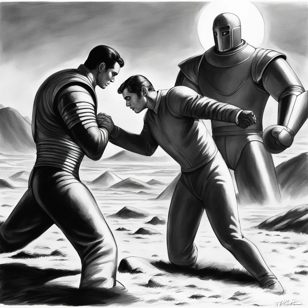 [art by Klaatu (The Day the Earth Stood Still)] Jacob wrestling with angel