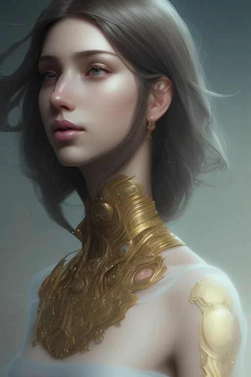 girl, cute, beautiful, makeup, dark skin, casual clothes, head and shoulders portrait, 8k resolution concept art portrait by Greg Rutkowski, Artgerm, WLOP, Alphonse Mucha dynamic lighting hyperdetailed intricately detailed Splash art trending on Artstation triadic colors