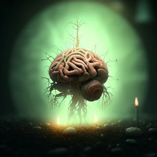 a bloody human brain inside a glowing mana potion, steam punk, scary, horror, realistic, made in octane, cinematic, ultra-realistic, extremely detailed octane rendering, 8K, VRAY Super Real ar 2:3, dof photorealistic futuristic 50mm lens hard lighting dark gray tintype photograph, realistic lighting