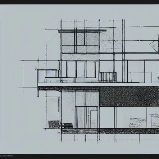 Futuristic, house section, architectural section drawing