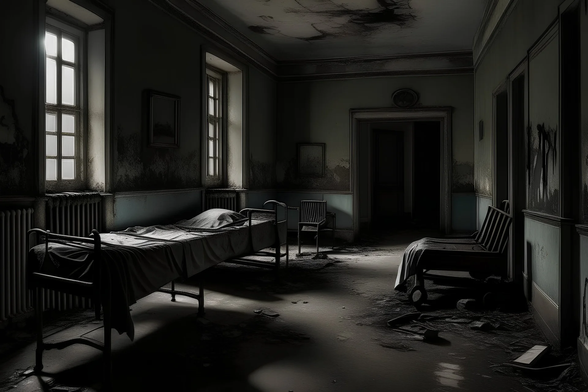hospital abandonado estilo pinturas oscuras goya