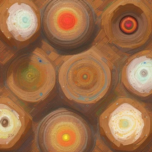 Wood, pastel colors, crepusculare, monde, stone cold, spirale, eye olive, brown, yelow, white, red, cubes, cups, abstract art,creme,star