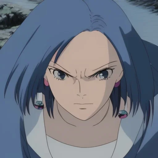 crystal blue eyes, and dark pink hair, teardrop shaped eyebrows, woman, angry expression, anime style, pointy ears