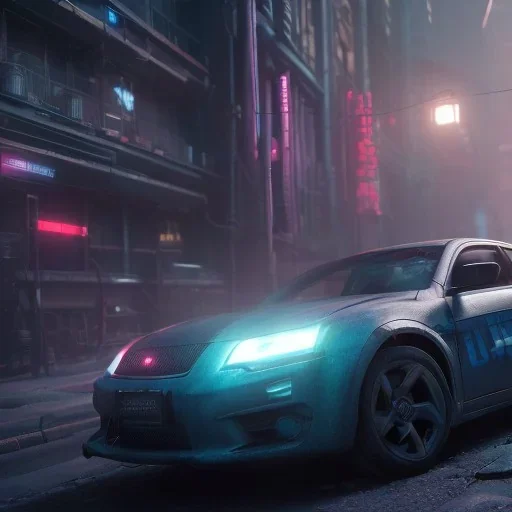 Cyberpunk, Car in night city, unreal engine 5, octane render,cinema4d, dynamic lighting, 8k, redshift render, highly, hyperrealism ultra realistic, hyper realistic.