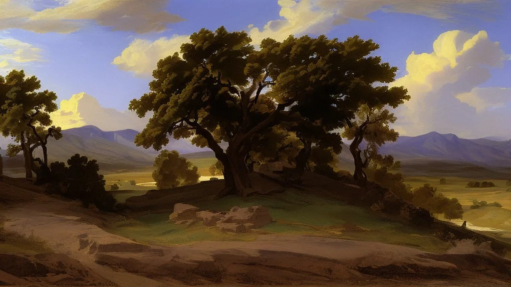 texas hill landscape by poussin