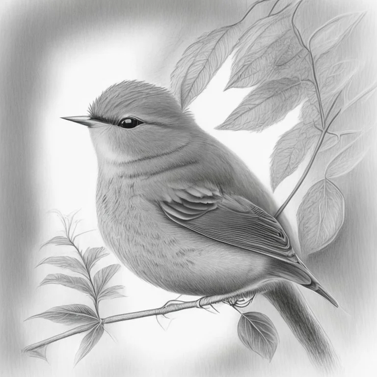 Realistic portrait drawing of a garden warbler tit