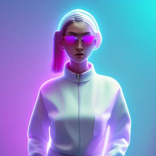 isometric clean art of super cute nerd girl wearing shades, neon lighting, soft lighting, soft pastel gradients, high definition, 3d icon clay render, blender 3d, studio lighting, god rays, octane render, unreal engine 5