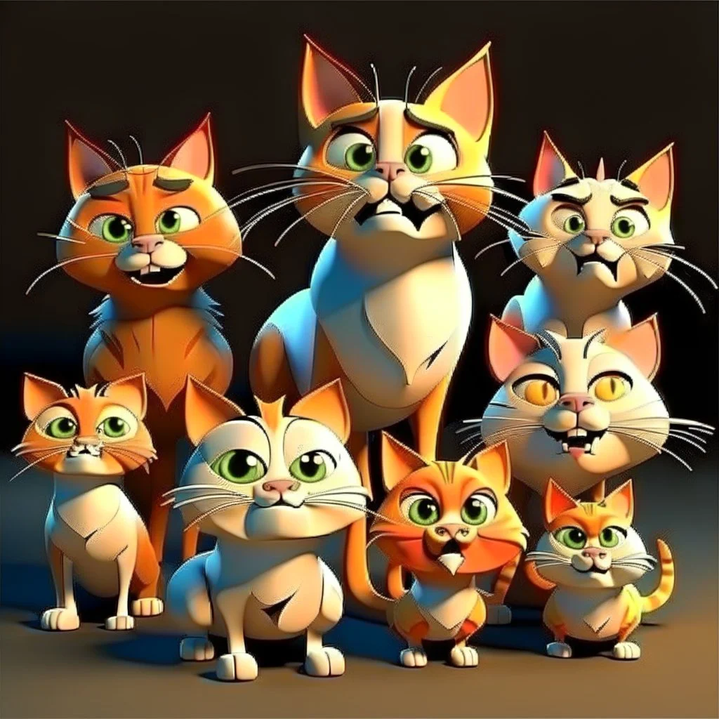 cats dibujo animado 3D