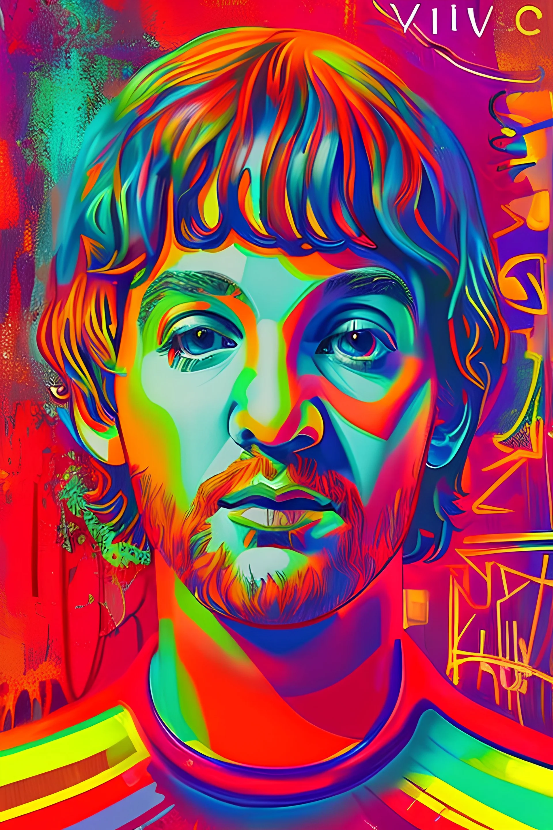 vibey, vibrant, warm, eclectic playlist art, beatles