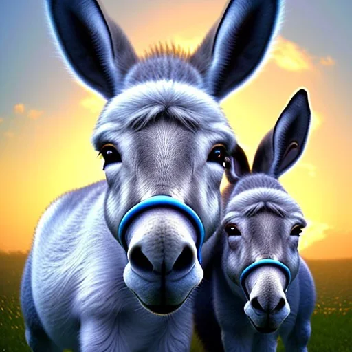 cute donkey with blue eyes