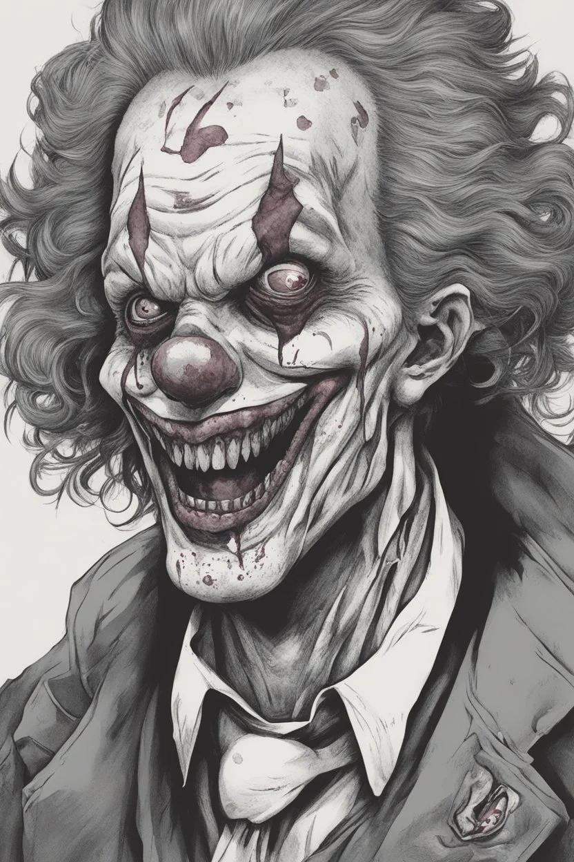 A zombie clown in manga style