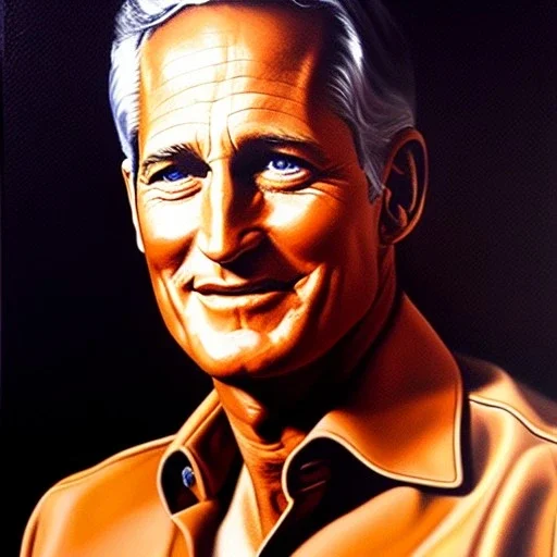 Ultra detailed fullbody Portrait in oil on canvas of Paul Newman ,extremely detailed digital painting, extremely detailed face, crystal clear eyes, mystical colors ,perfectly centered image, perfect composition, rim light, beautiful lighting,masterpiece ,16k, stunning scene, raytracing, anatomically correct, in the style of Simon Bisley and uncannyknack and caravaggio and Seung Eun Kim and Steve Jung Jeehyung Lee.