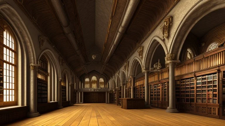 ancient medieval monastery library interior