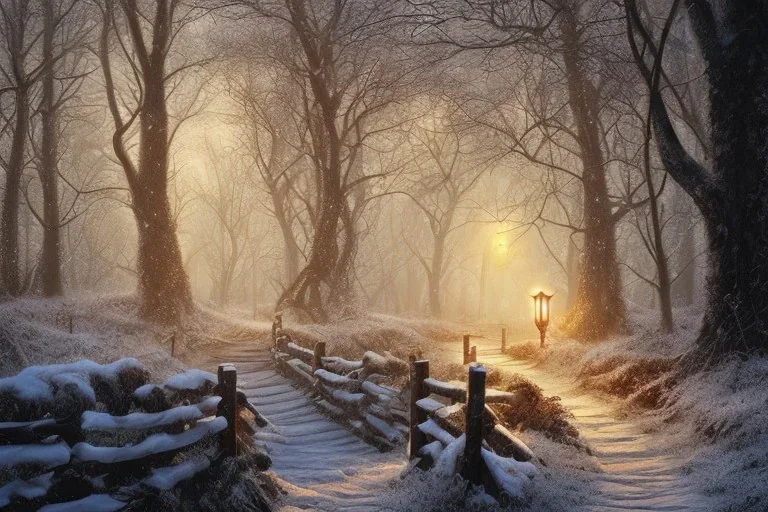 FOREST LANTERN WINTER PATH FALL