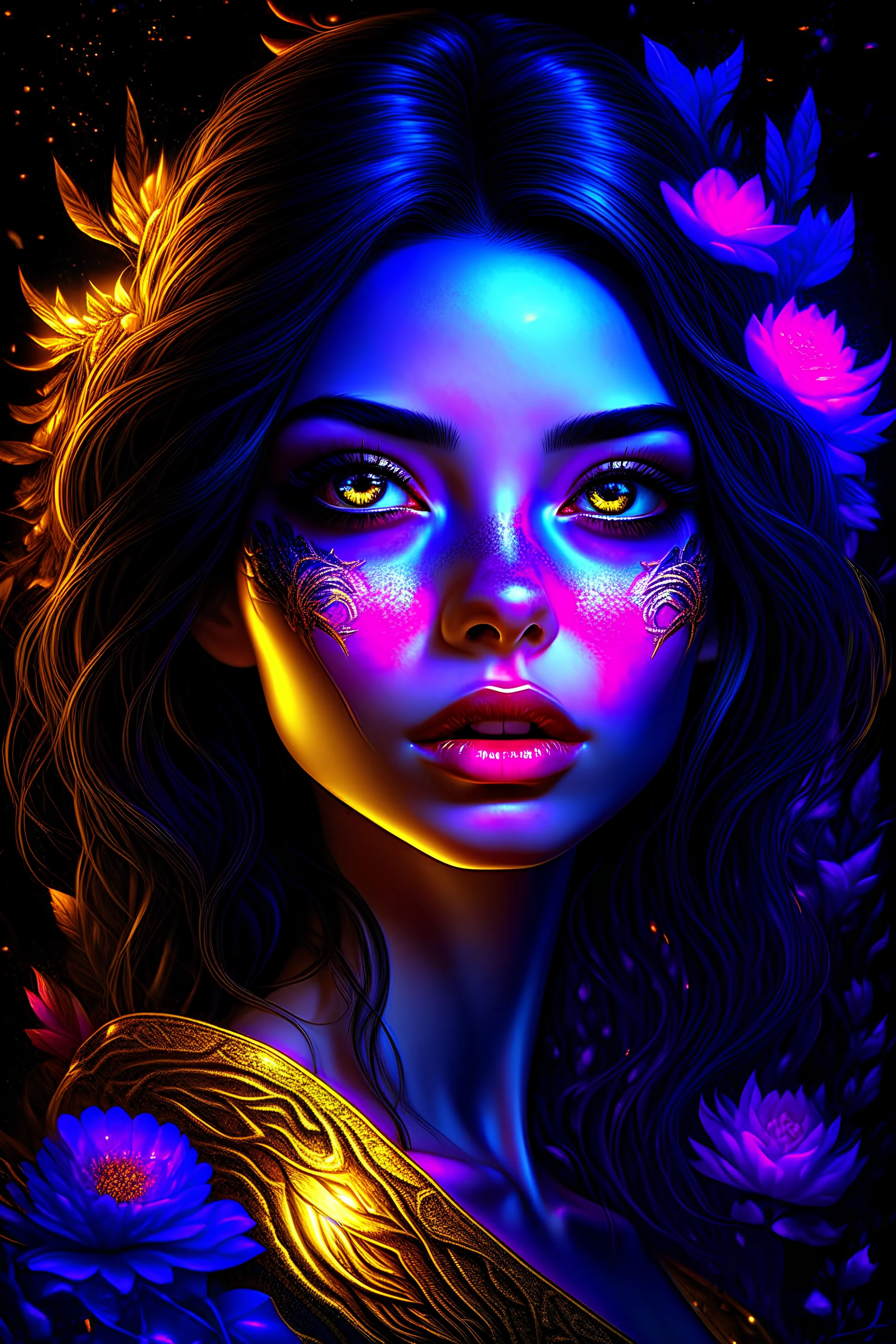 beautiful woman on her back, beautiful face, beautiful eyes, purple eyes, black hair,dark background, clean design, epic Instagram, artstation, splash of colorful paint, contour, hyperdetailed intricately detailed, unreal engine, fantastical, intricate detail, splash screen, complementary colors, fantasy concept art, 8k resolution, pale skin, twilight, extreme quality, extremely detailed, ultra-detailed face, ultra hd 8k, the head must be on the freame, stand