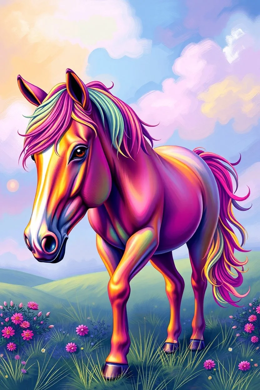 Picture of a horse in the style of Lisa Frank