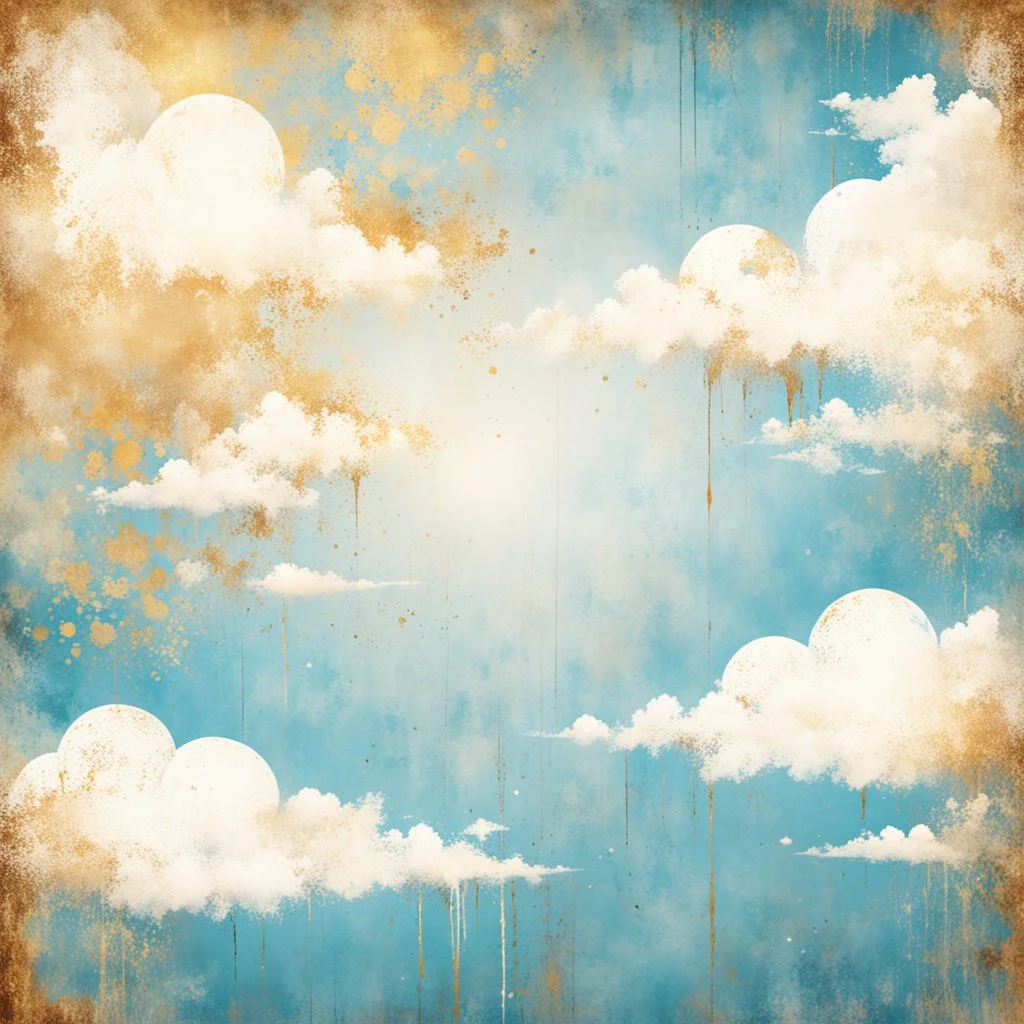 Hyper Realistic Sky-Blue, White & Golden Retro-Grungy-Rustic-Background