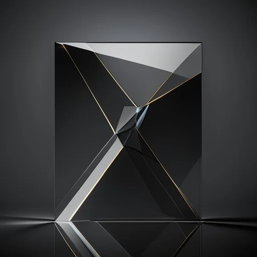 Create a visually striking geometry hi tech prisma simple minimal in dark glass reflections abstract composition that embodies the essence of luxury and craftsmanship