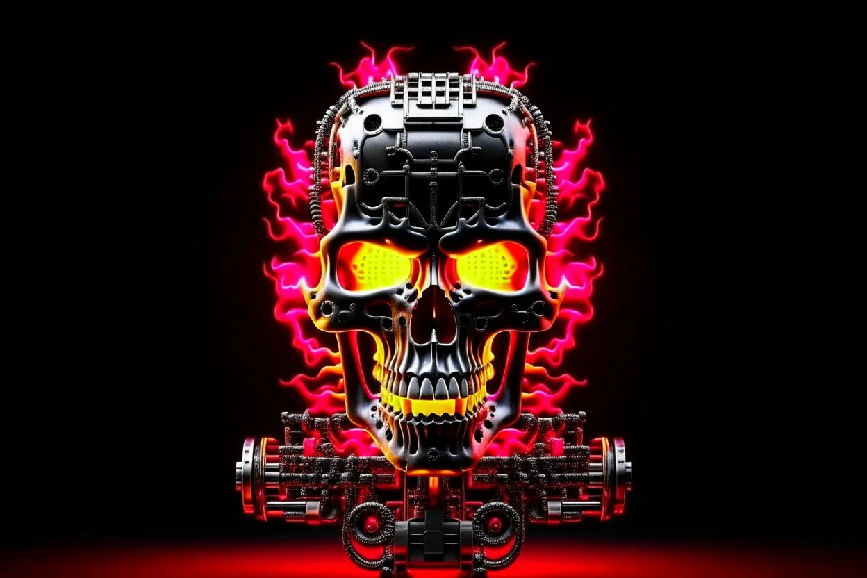 4K. REALISTIC FULL DETAILS. LOGO EMISSION DE RADIO HARDROCK FIRESTARTER TERMINATOR.