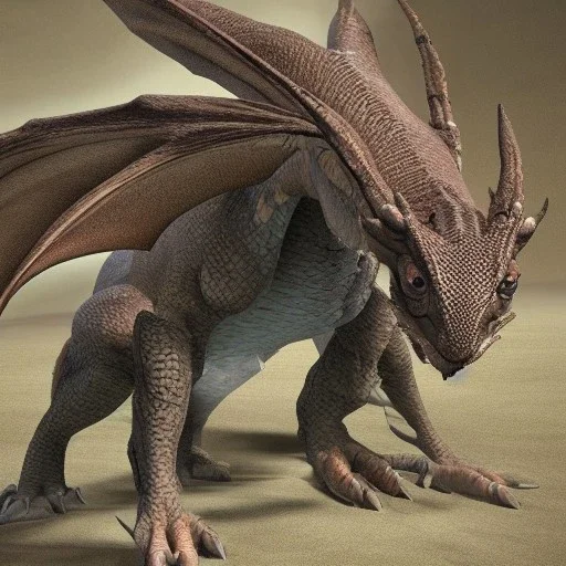 This dragon has 4 horns pointing foward. Its neck is short; Its snout is vertically tall, wide, short, and smooth. Its teeth are short. It has rounded claws, frills, and soft scales. Its tail is medium length and very wide.