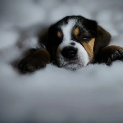 puppy sleep on the cloud in the moonlight