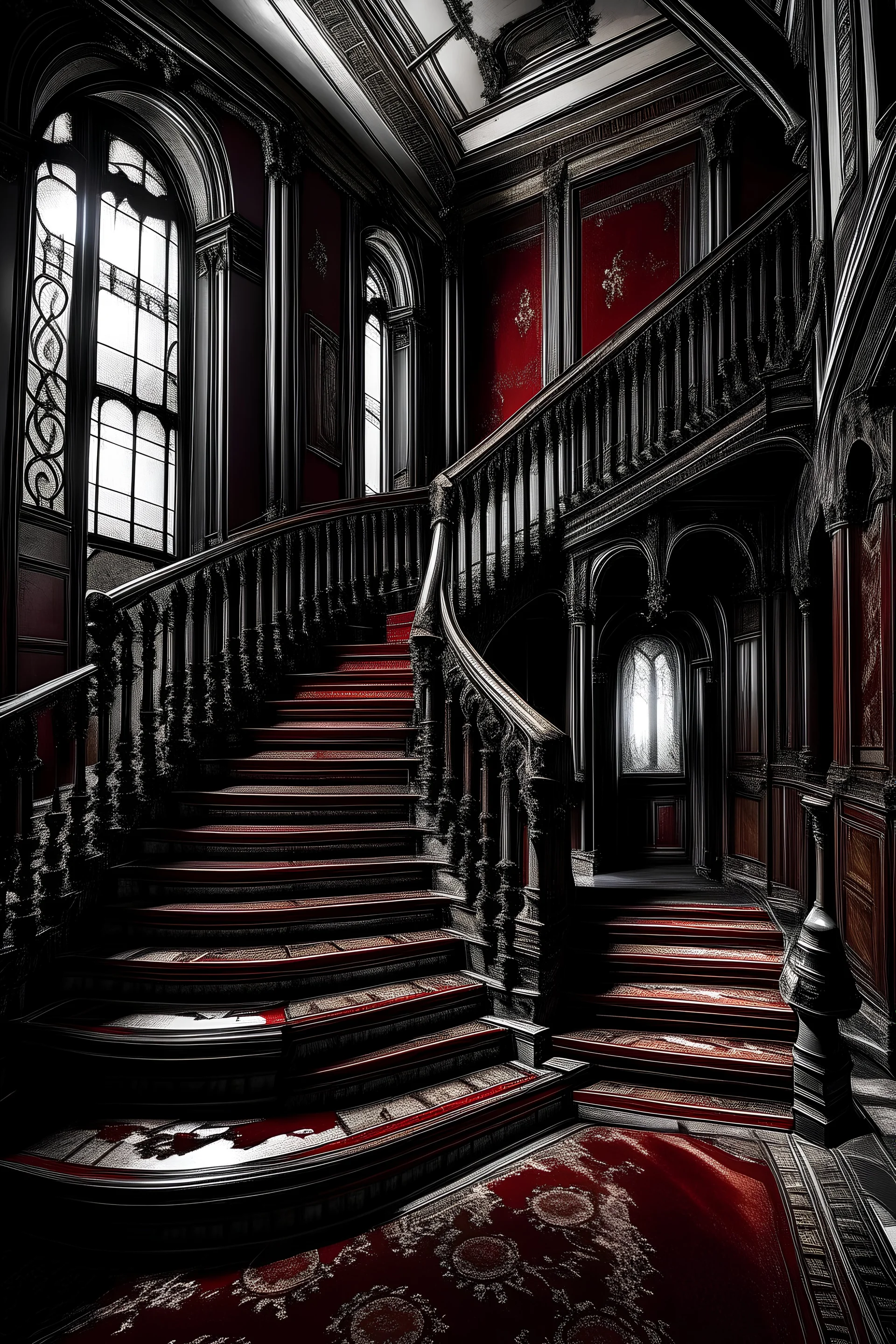 gothic mansion bloody staircase