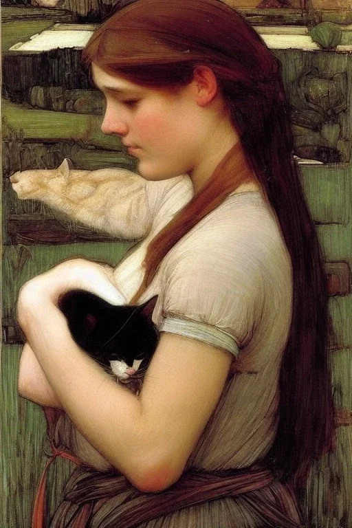 Woman with head of a cat. Boreas. John William Waterhouse