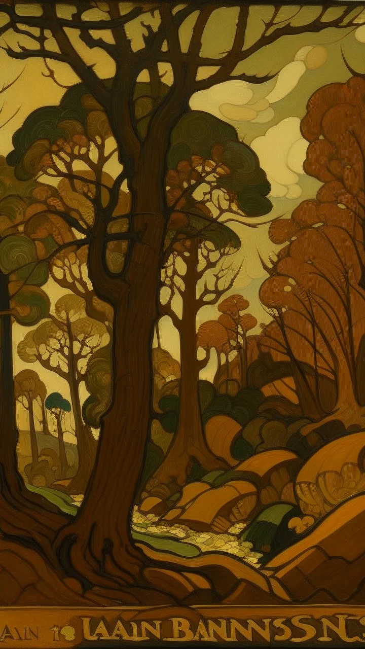 A dark brown construction zone painted by Paul Ranson