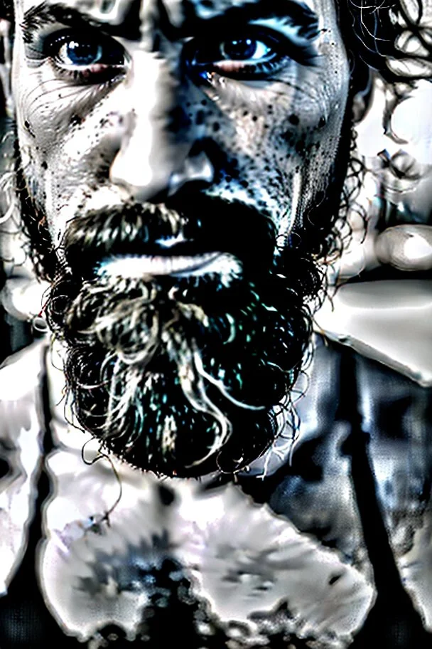 close up photography, dirty burly chubby Italian strong 48 years old homeless man, full of splashing milk in the face dripping on the beard, with dirty tank top, emotional eyes, manly chest, photo, Canon EOS, lens 35mm, natural lights, 8K, in the morning