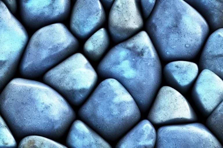 Blue raindrops on a rock, close up view, photo quality, stone marble, ultra realistic