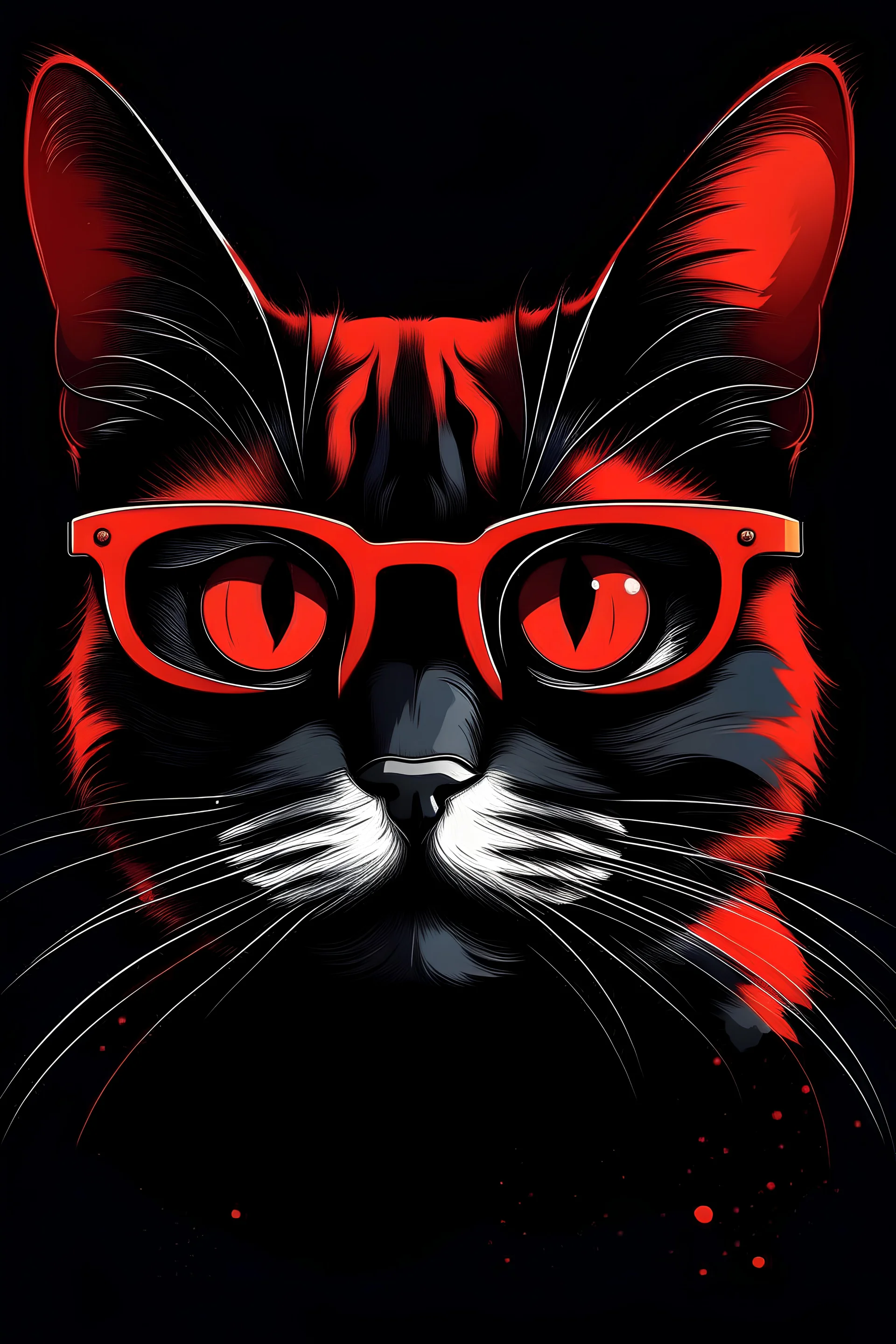 Content SMM Helper black red cat in glasses