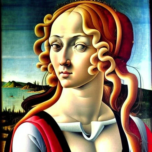 portrait of young beautiful woman Sandro Botticelli style