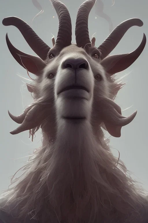 award winning portrait of a male anthropomorphic goat long black hair. character design by cory loftis, fenghua zhong, ryohei hase, ismail inceoglu and ruan jia. unreal engine 5, artistic lighting, highly detailed, photorealistic, fantasy