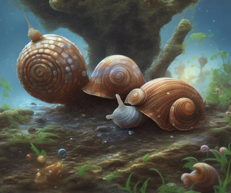 pond snail, highly detailed, digital art, sharp focus, trending on art station, illustration