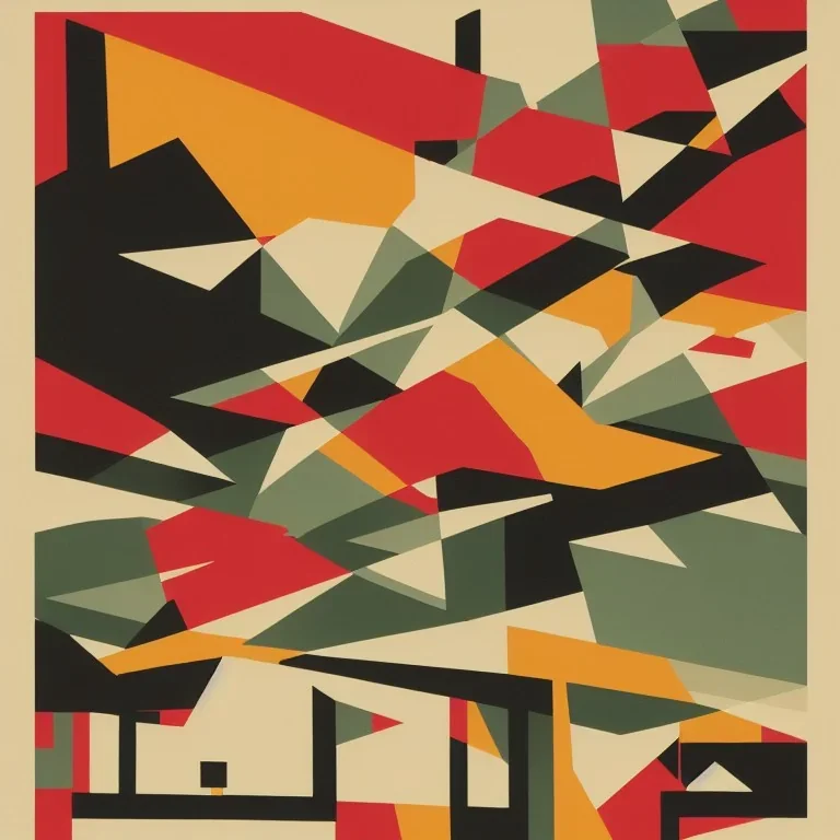 Bauhaus poster of rural Scandinavian country