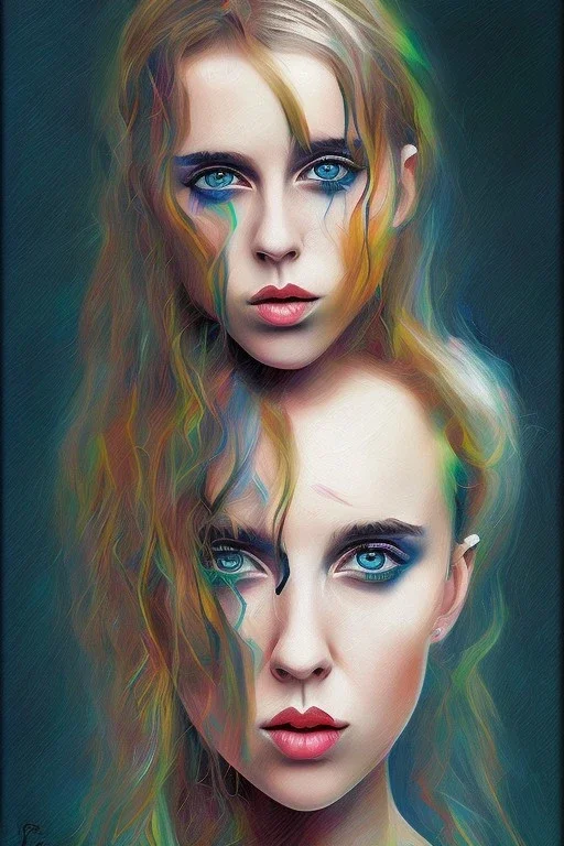 Danish singer MØ face , impressionism,