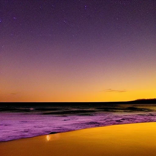 Evening stars over the ocean after sunset