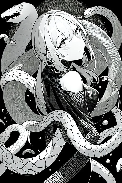 lots of snakes, greyscale