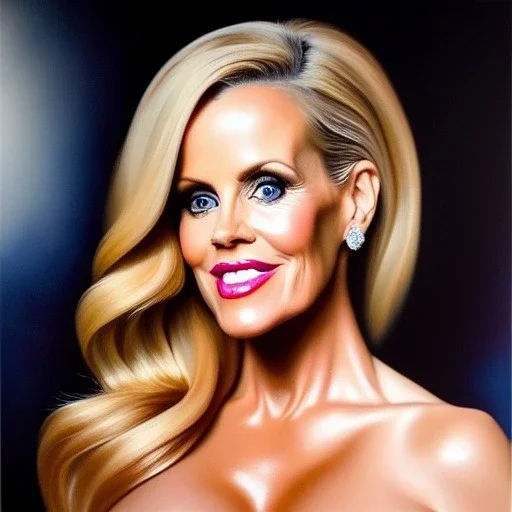 Ultra detailed fullbody Portrait in oil on canvas of Jenny McCarthy ,extremely detailed digital painting, extremely detailed face, crystal clear eyes, mystical colors ,perfectly centered image, perfect composition, rim light, beautiful lighting,masterpiece ,16k, stunning scene, raytracing, anatomically correct, in the style of Simon Bisley and uncannyknack and caravaggio and Seung Eun Kim and Steve Jung Jeehyung Lee.