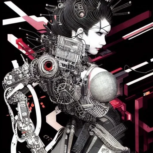 beautiful cyberpunk woman, hyper detailed, hyperdetailed, intricately detailed, illustration by <Katsushika Hokusai> <Yoji Shinkawa>,