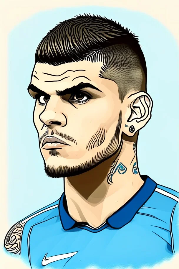 Mauro Icardi Argentine football player . cartoon 2d