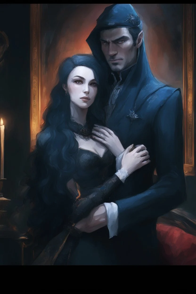 Strahd Von Zarovich and his wife Selene, she has white hair