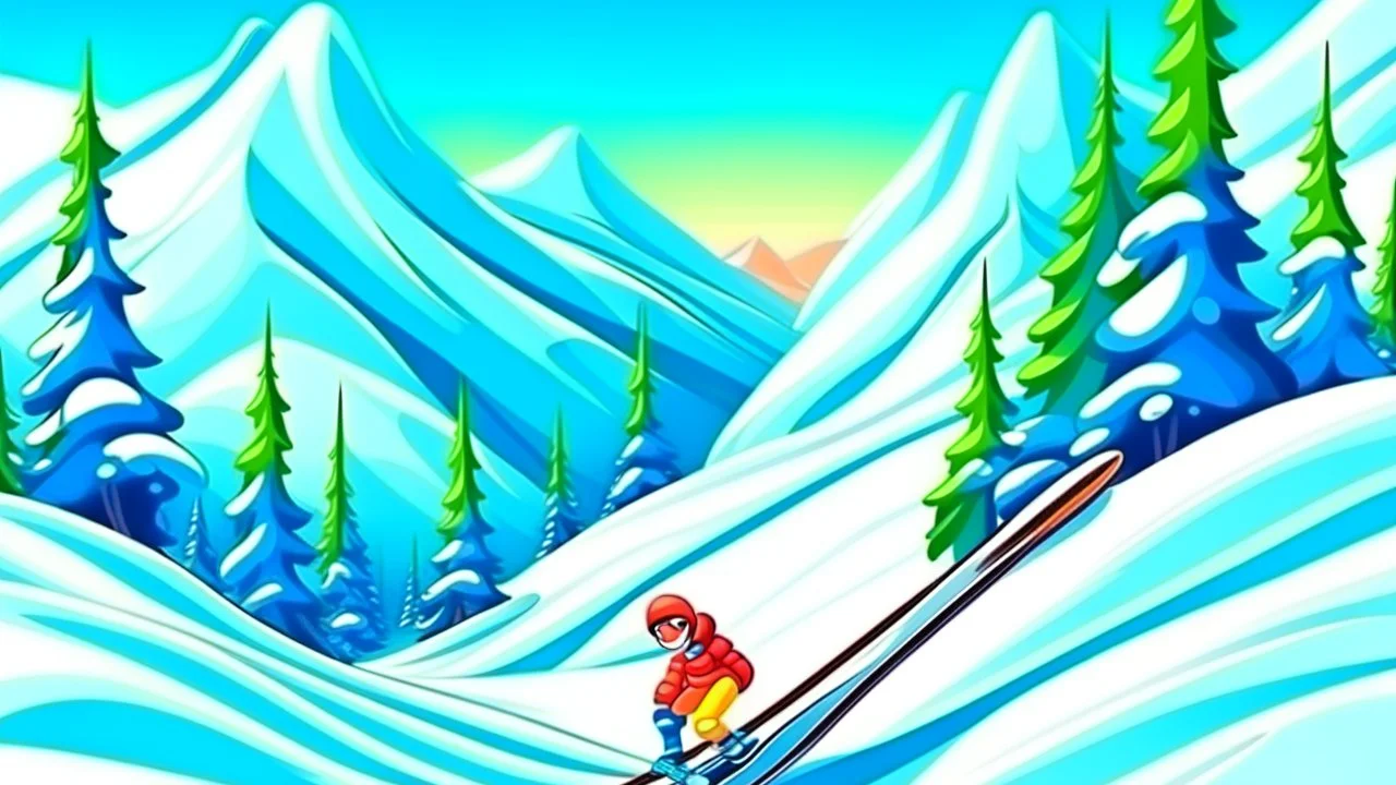 Fantasy cartoon style: downhill ski piste