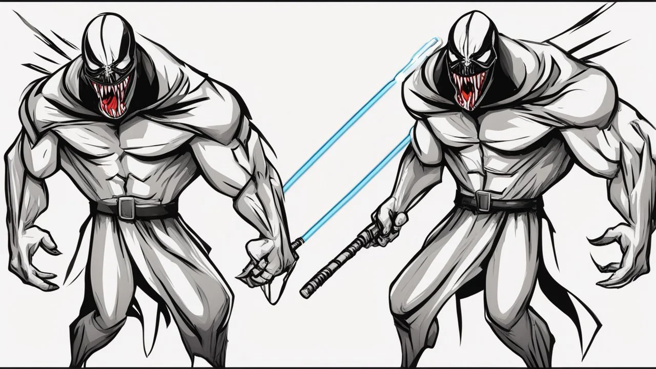 Cartoon venom sith with lightsaber claws