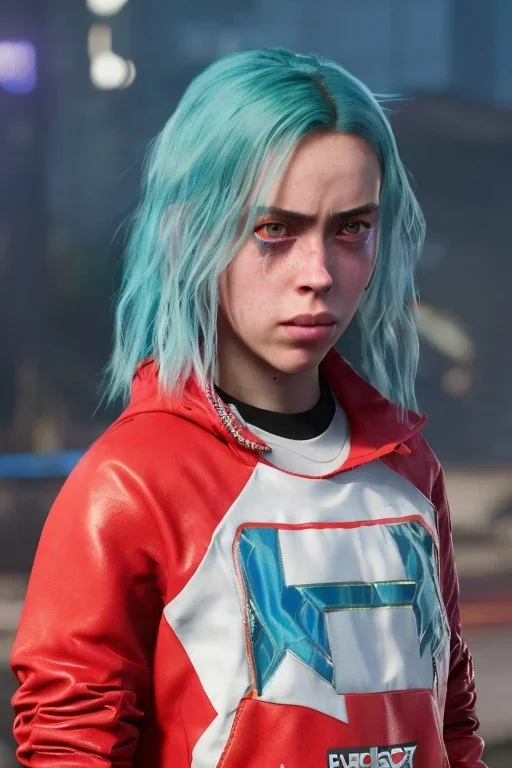 Billie Eilish, cyberpunk2077, booty, photorealistic